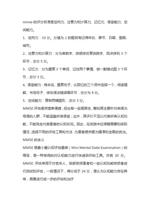 mmse评定标准