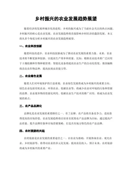 乡村振兴的农业发展趋势展望