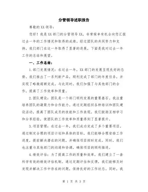 分管领导述职报告