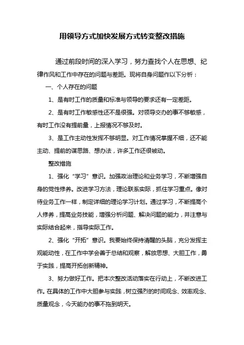 用领导方式加快发展方式转变整改措施)