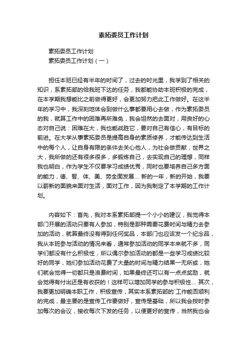 素拓委员工作计划