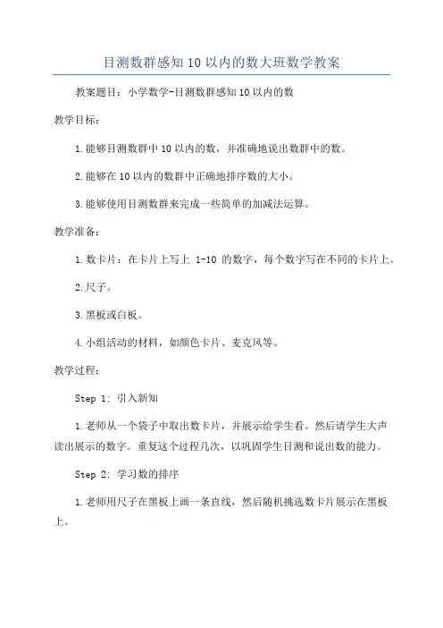 目测数群感知10以内的数大班数学教案