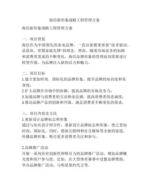 海信新形象战略工程管理方案