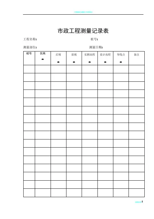 市政工程测量记录表