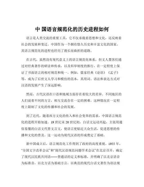 中 国语言规范化的历史进程如何
