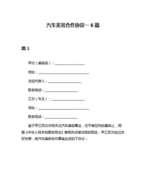 汽车美容合作协议一6篇