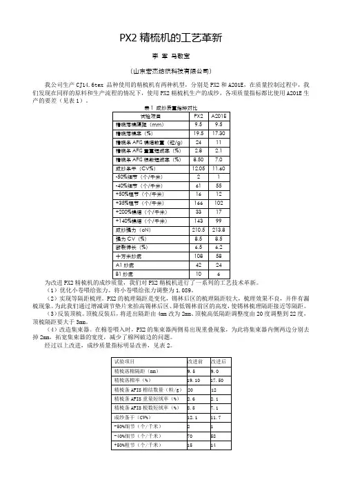 PX2精梳机的工艺革新