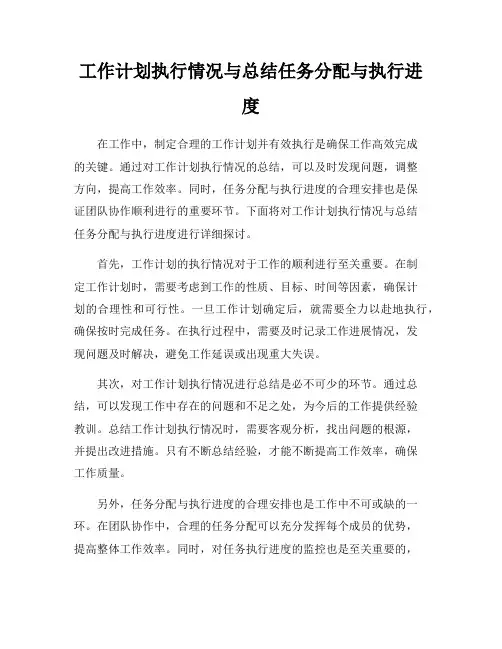 工作计划执行情况与总结任务分配与执行进度