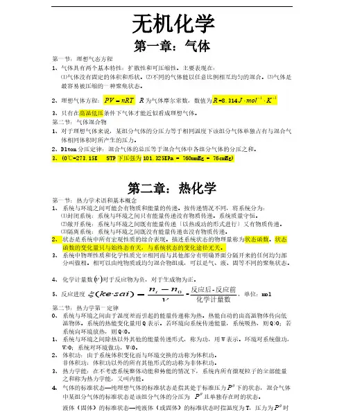 大学学习资料—无机化学知识点总结共30页