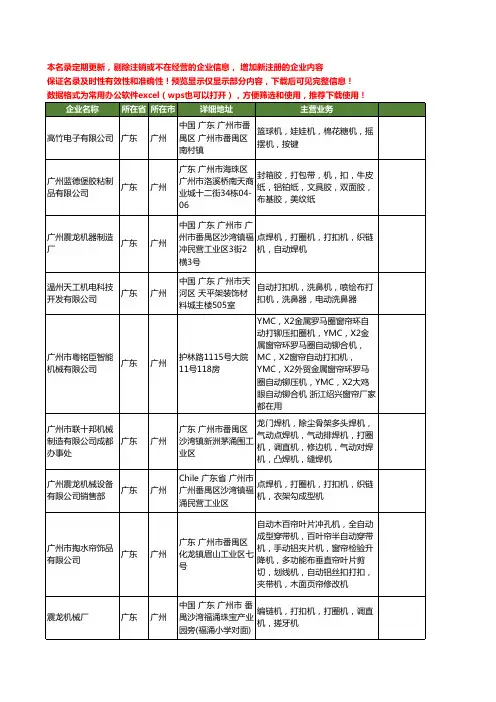 新版广东省广州打扣机工商企业公司商家名录名单联系方式大全46家