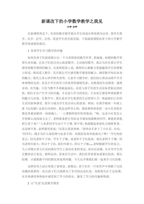 新课改下的小学数学教学之我见