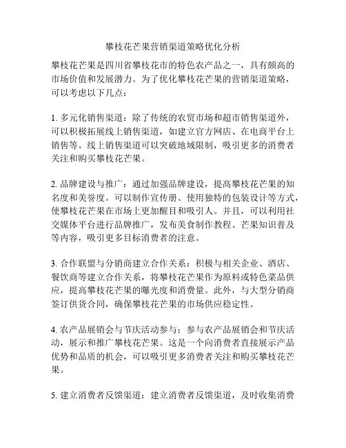 攀枝花芒果营销渠道策略优化分析