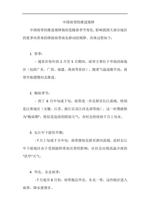 中国雨带的推进规律