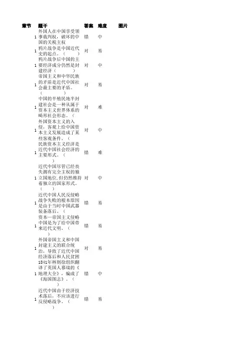 中国近代史判断题库