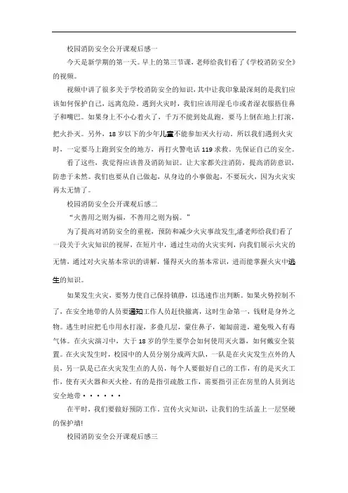 校园消防安全公开课观后感五篇