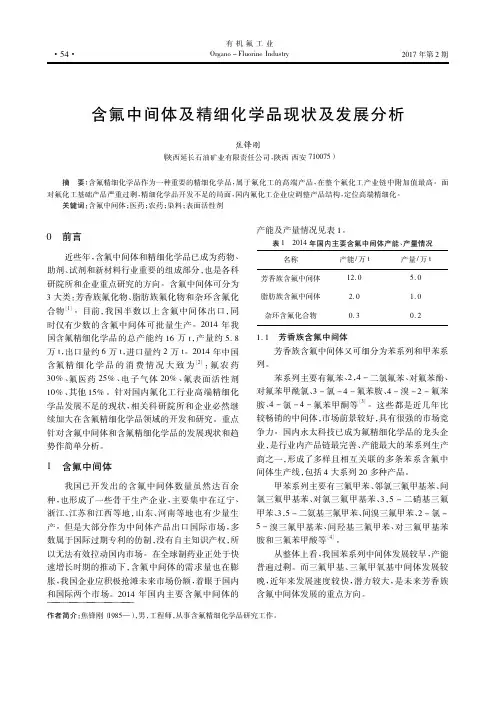 含氟中间体及精细化学品现状及发展分析