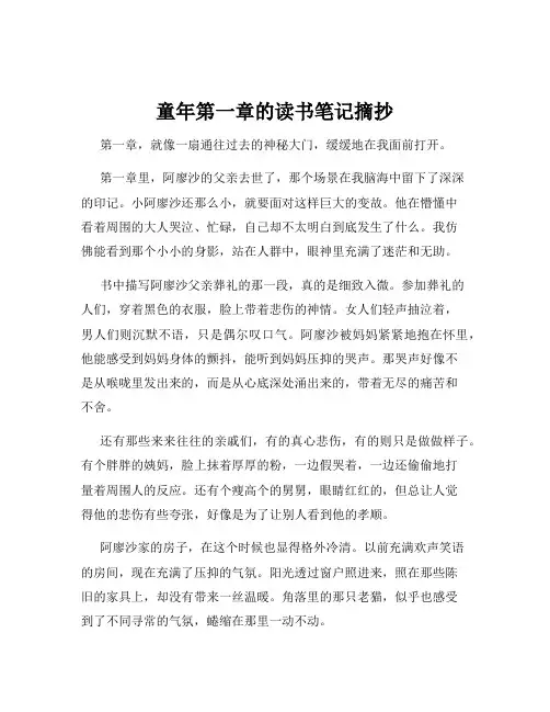 童年第一章的读书笔记摘抄