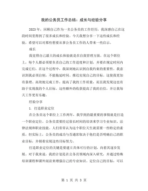 我的公务员工作总结：成长与经验分享
