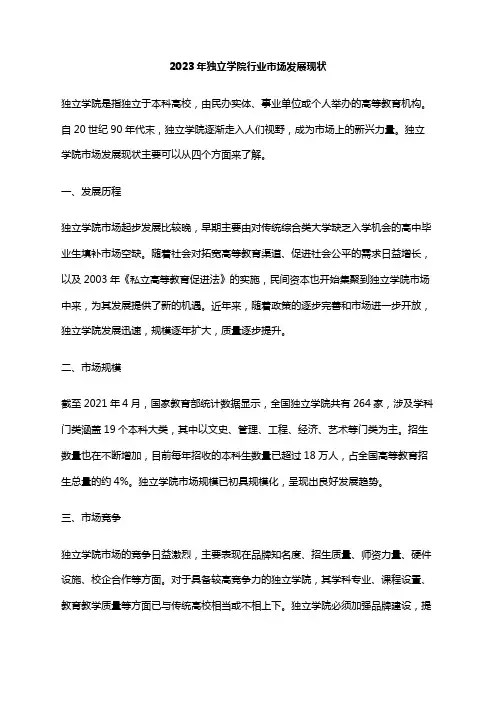 2023年独立学院行业市场发展现状