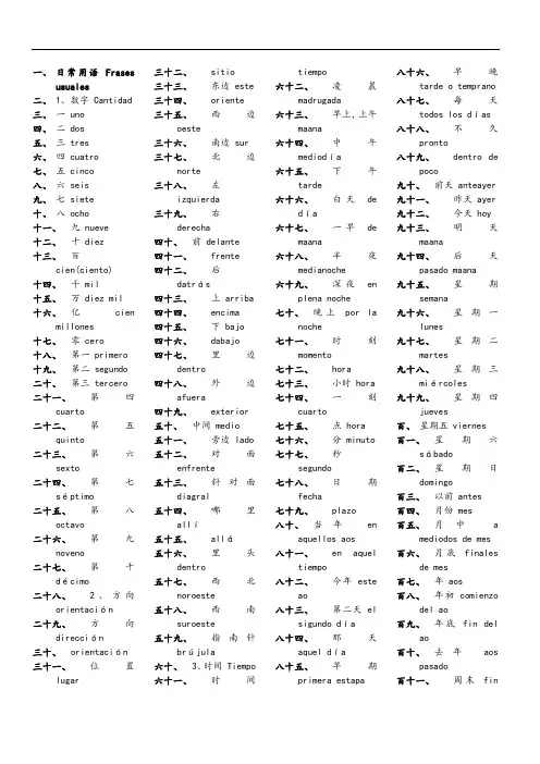 西语日常用语词汇大全