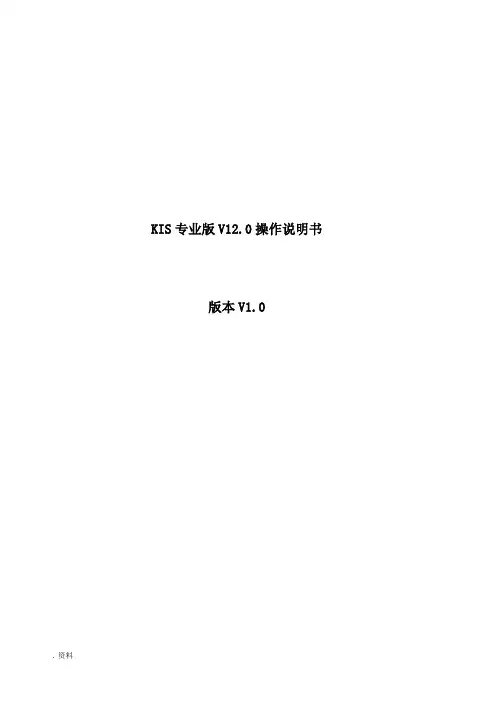 KIS专业版V12.0操作说明书