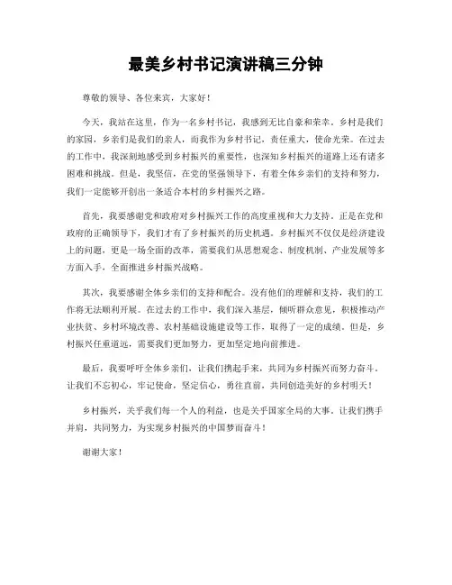 最美乡村书记演讲稿三分钟