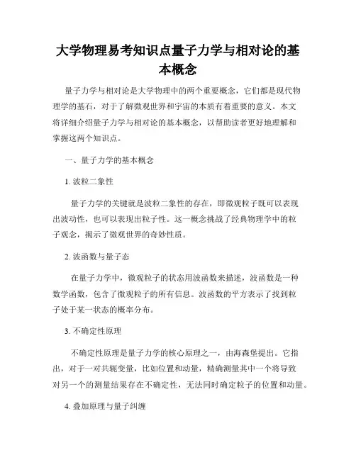 大学物理易考知识点量子力学与相对论的基本概念