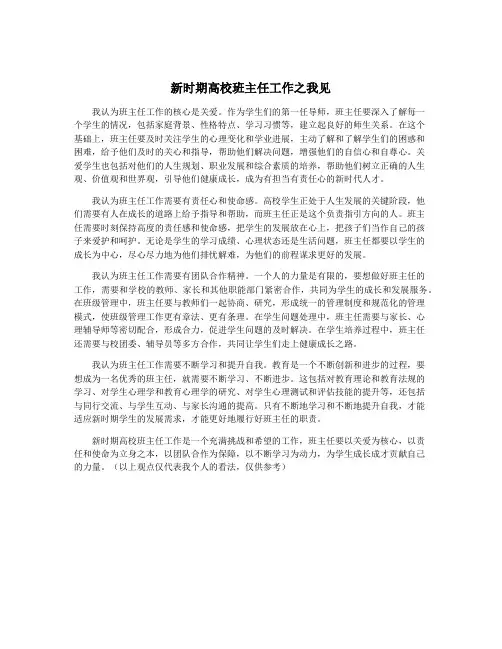 新时期高校班主任工作之我见