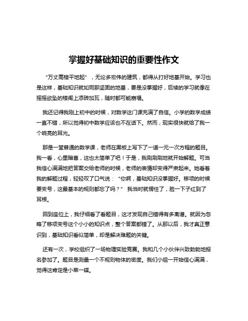 掌握好基础知识的重要性作文