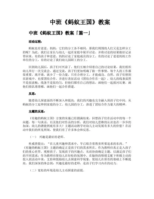 中班《蚂蚁王国》教案