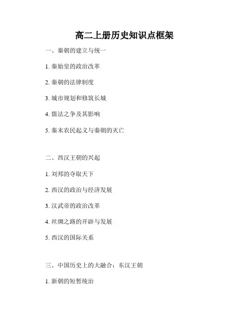 高二上册历史知识点框架