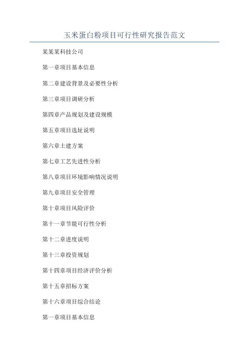 玉米蛋白粉项目可行性研究报告范文