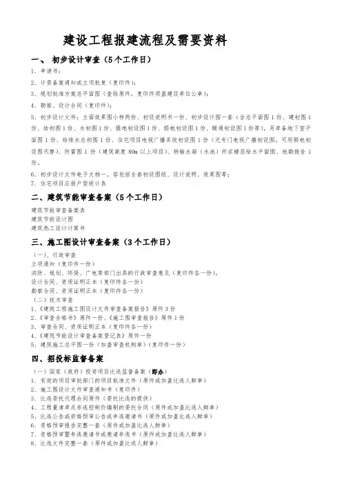 建设工程报建流程与需提供的资料全