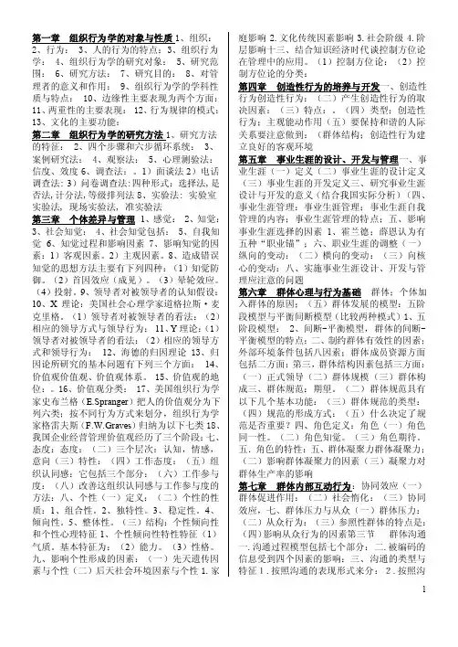 【最新精选】组织行为学目录