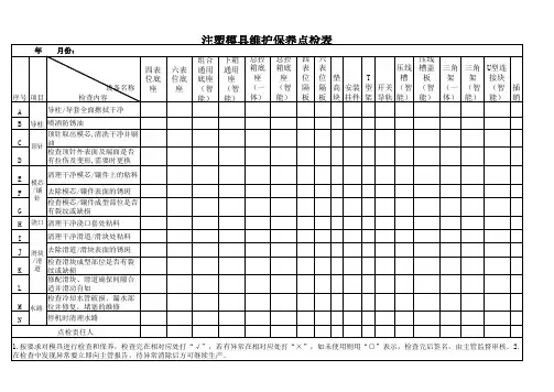 注塑模具点检记录