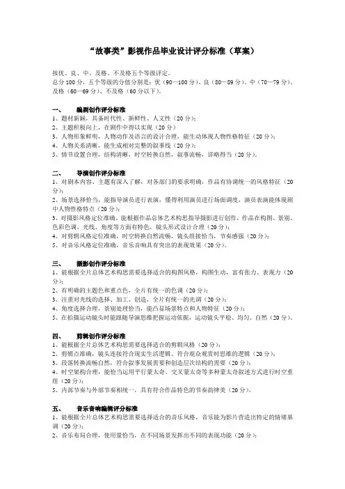 故事类影视作品毕业设计评分标准