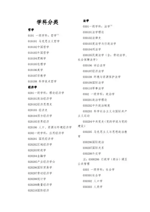 厦门大学一级二级学科分类