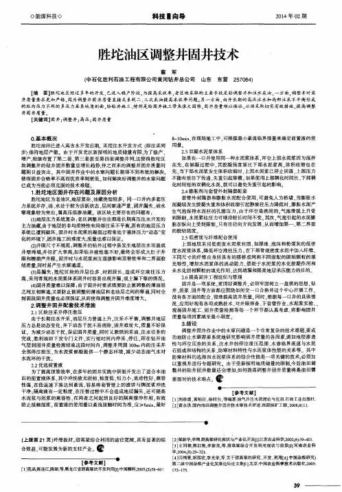 胜坨油区调整井固井技术