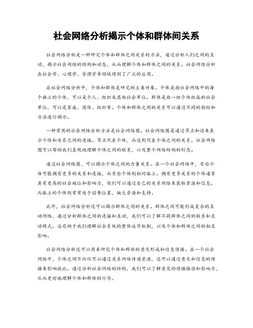 社会网络分析揭示个体和群体间关系