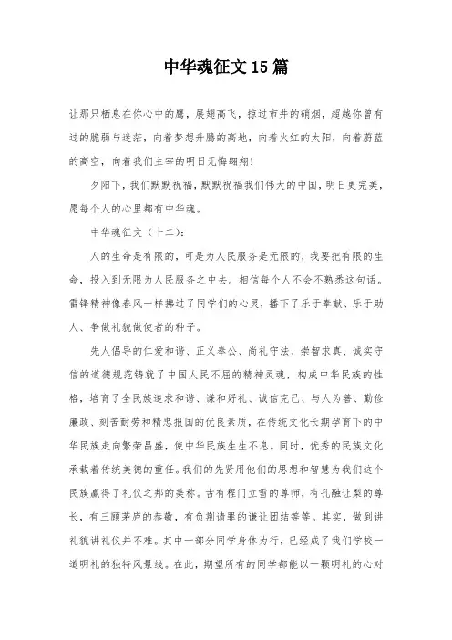 中华魂征文15篇