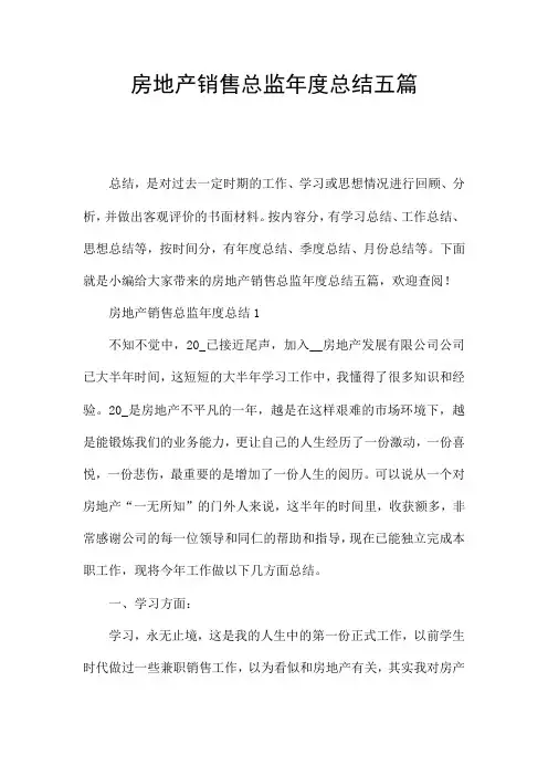 房地产销售总监年度总结五篇