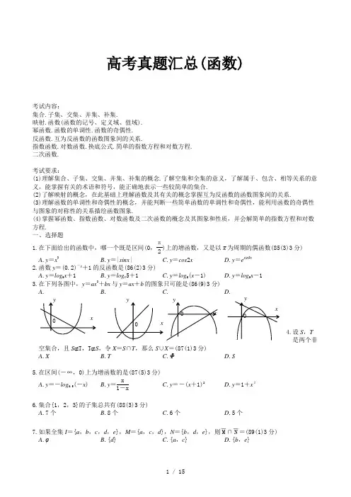 高考真题汇总(函数)精选