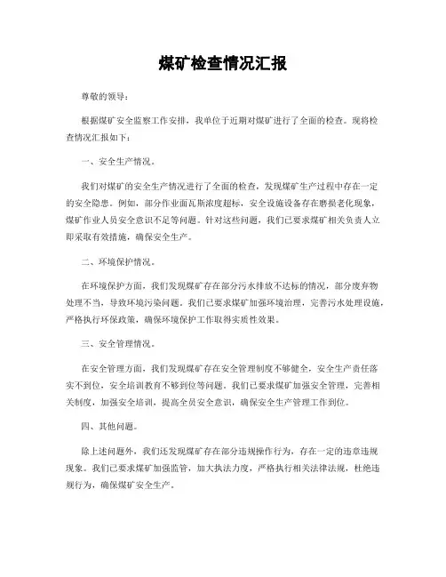 煤矿检查情况汇报