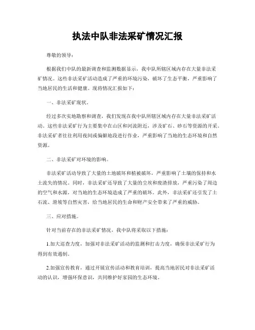 执法中队非法采矿情况汇报