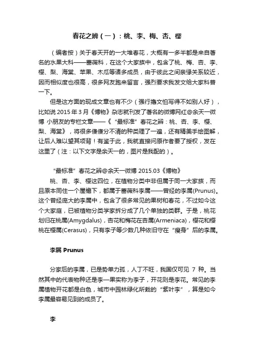 春花之辨（一）：桃、李、梅、杏、樱
