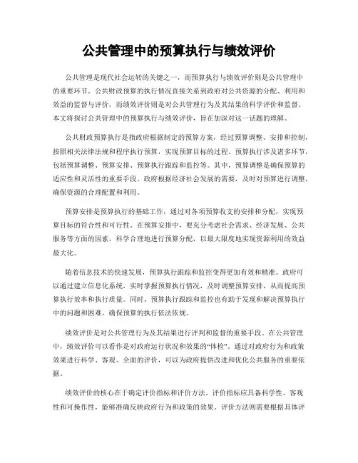公共管理中的预算执行与绩效评价