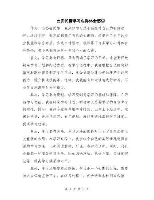 公安民警学习心得体会感悟