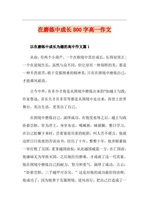 在磨练中成长800字高一作文