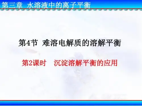 2018-2019学年人教版选修4 第3章第4节 难溶电解质的溶解平衡(第2课时) 课件(14张)