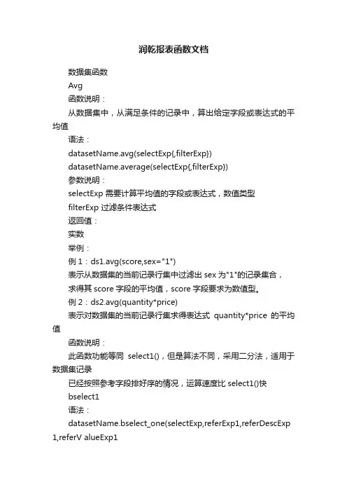 润乾报表函数文档